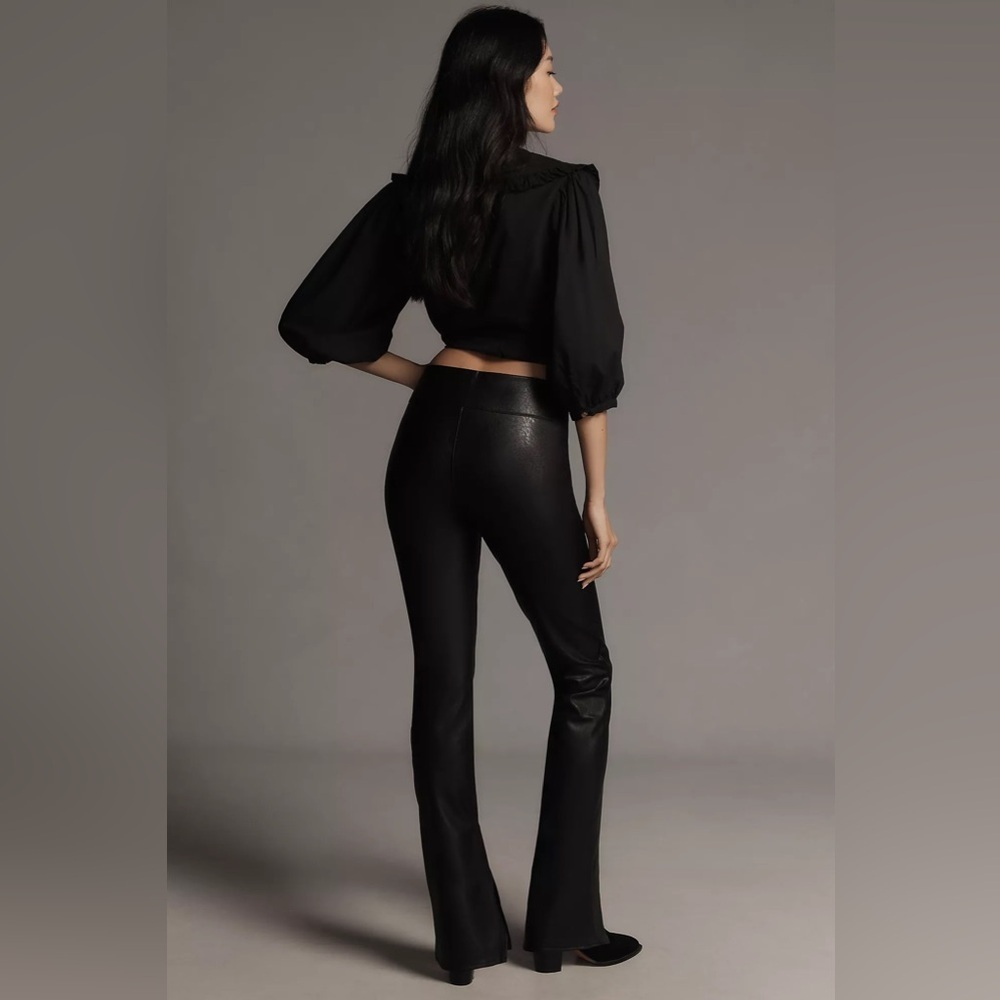 New Anthropologie Paige Sakai Faux Leather Leggings Black Size 6 - Picture 4 of 8